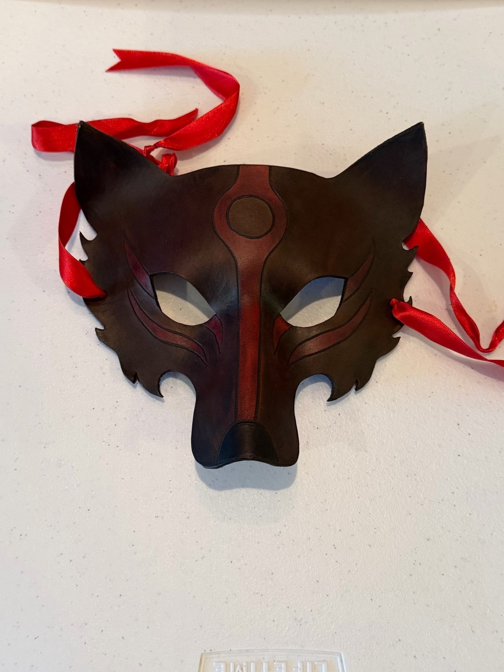 Dyed Leather Okami Mask Wolf